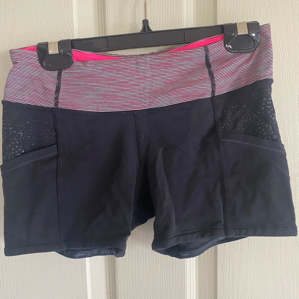 Women's Black and Pink Shorts